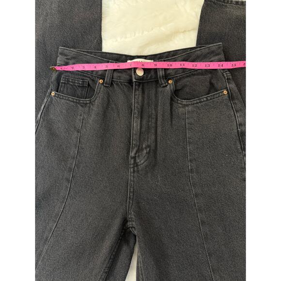 Pac Sun 90s Boyfriend High Rise Washed Black Denim Jeans Split Front Wide Leg 27 - Picture 12 of 15